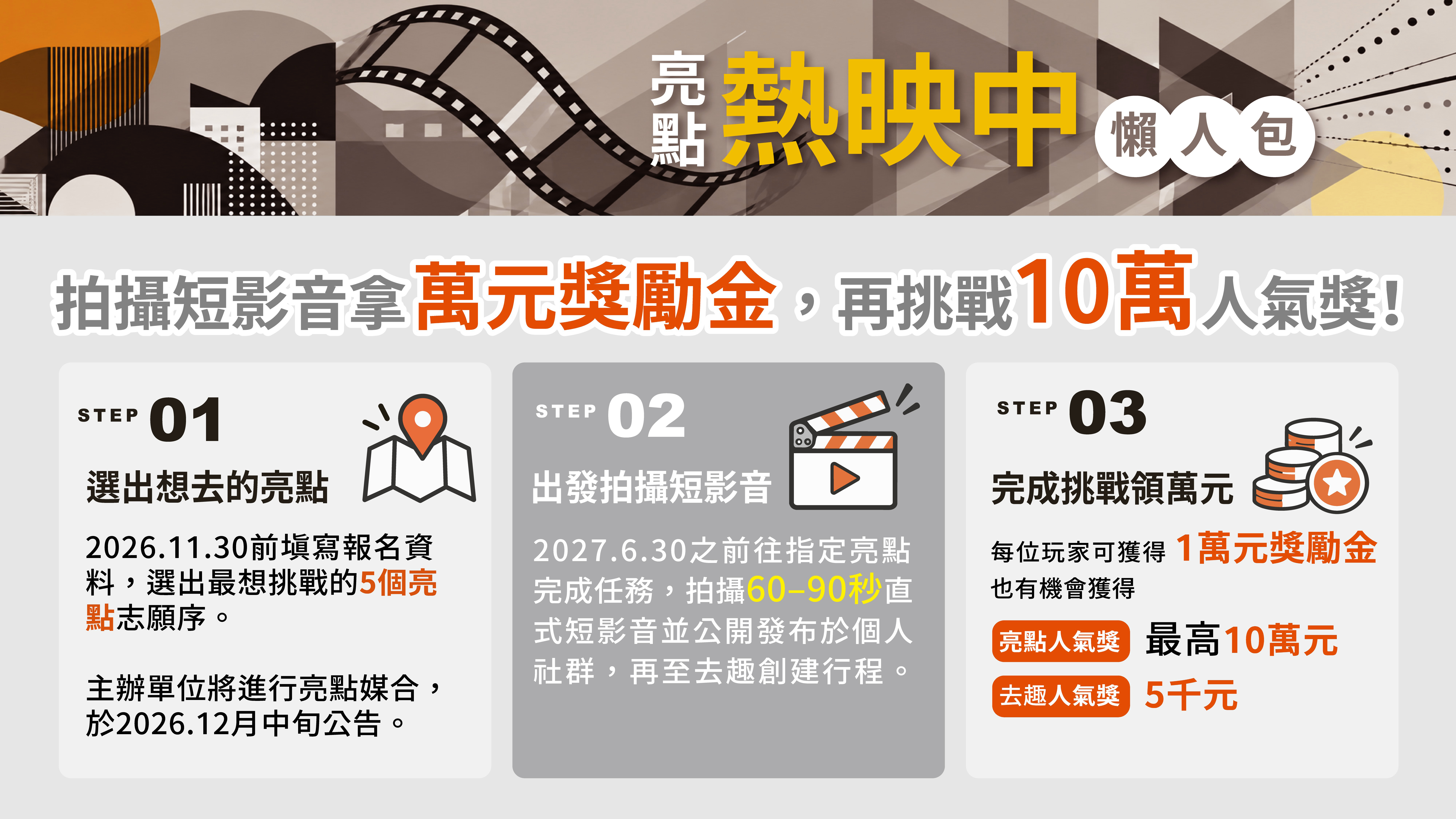 拍攝短影音拿萬元獎勵金，再挑戰10萬人氣獎